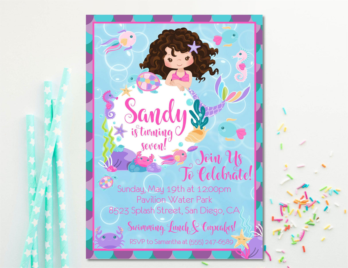 Mermaid Birthday Party Invitations