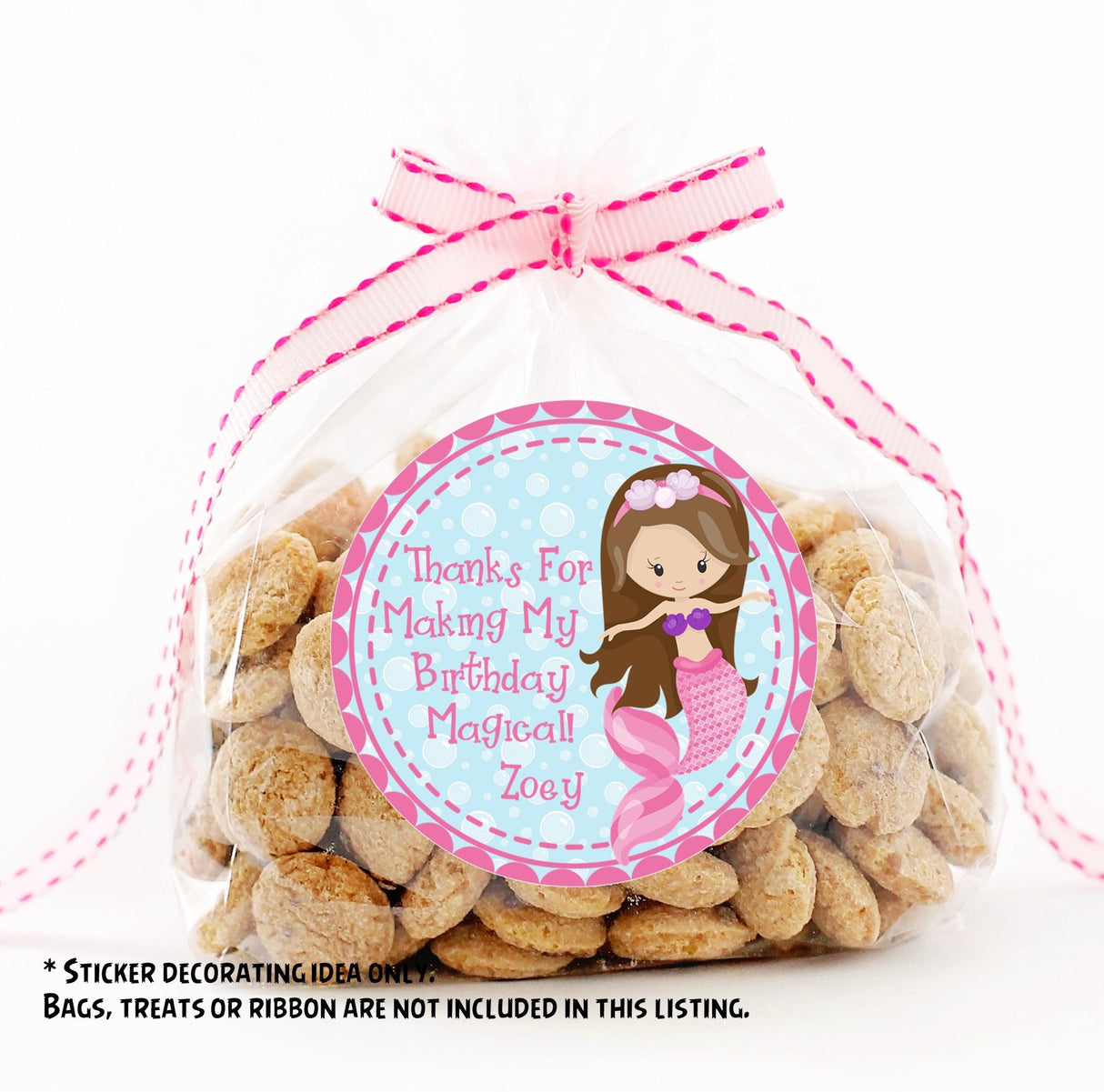 Mermaid Birthday Party Stickers or Favor Tags