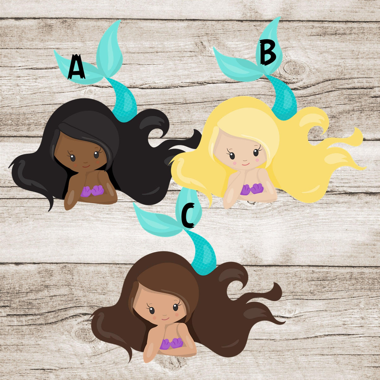 Mermaid Birthday Party Stickers or Favor Tags