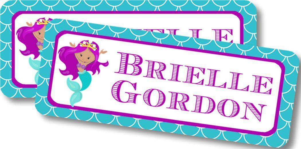 Mermaid name labels purple turquoise