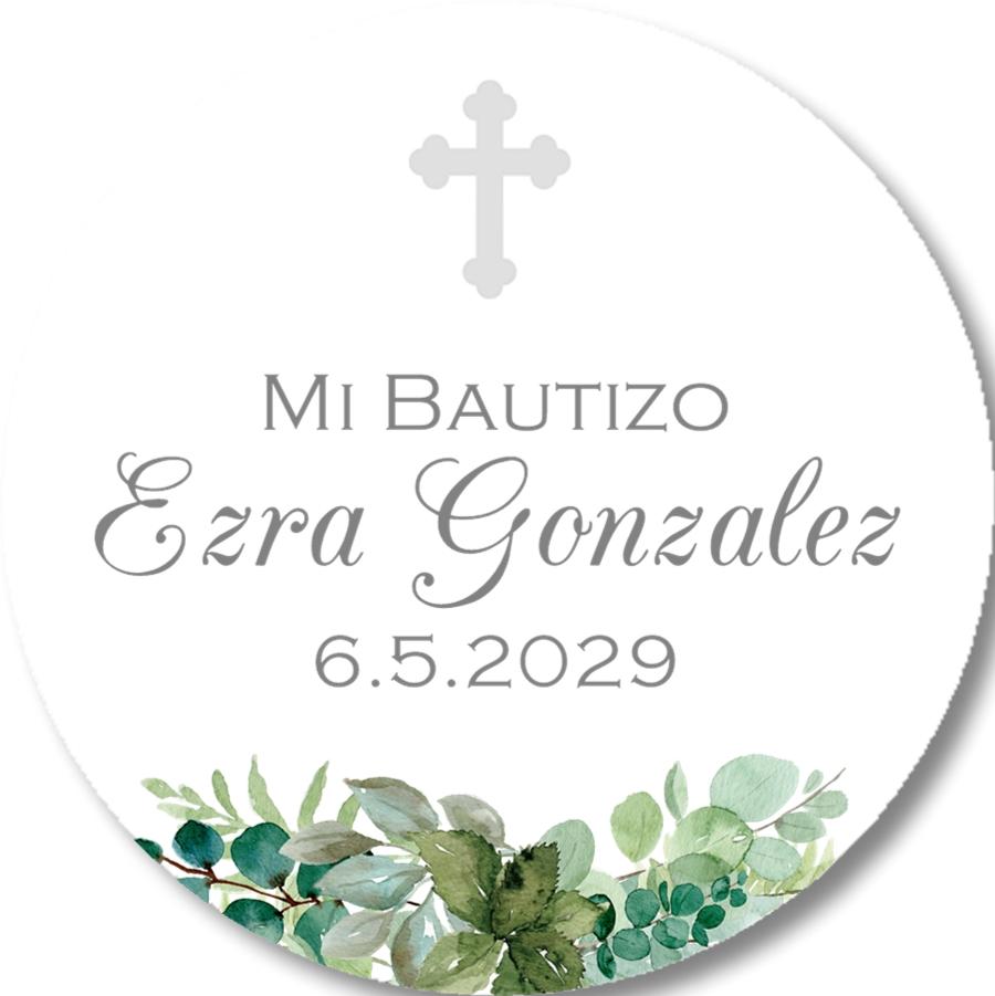 Mi Bautizo baptism sticker with greenery