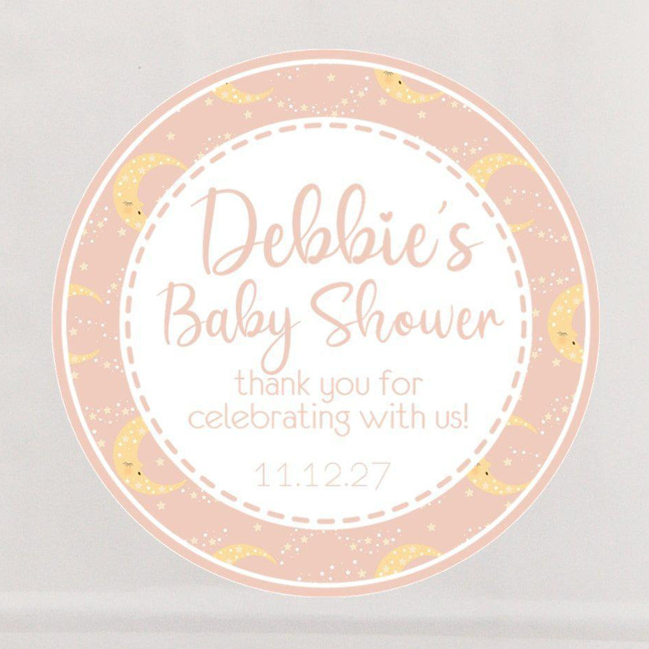 Moon & Stars Baby Shower Stickers Or Favor Tags