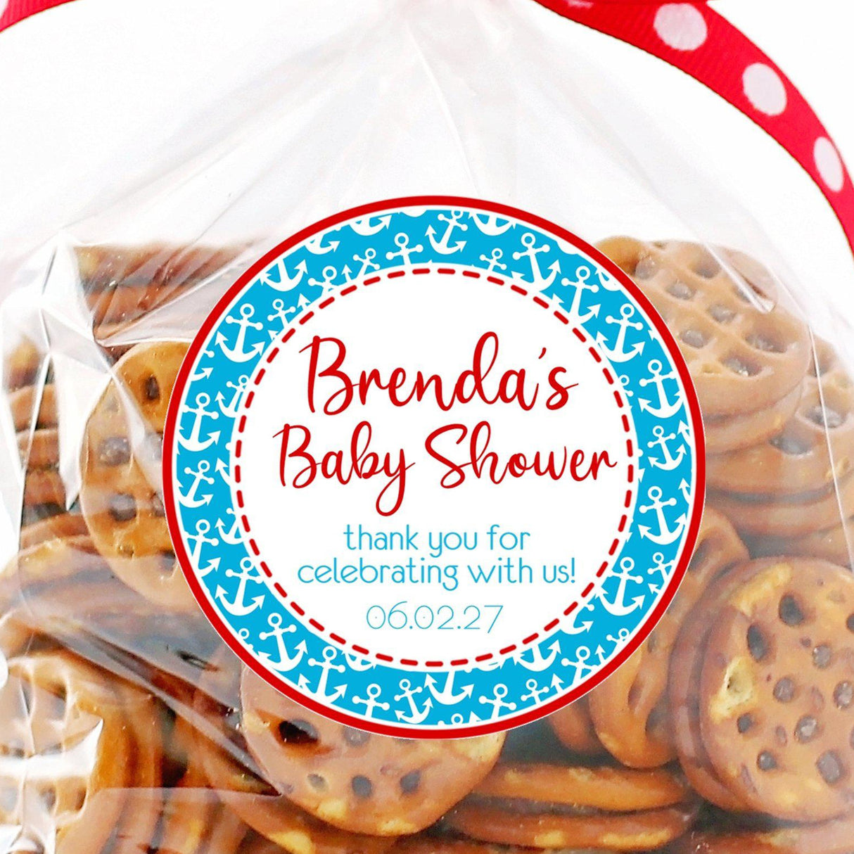 Nautical baby shower favor label with anchors