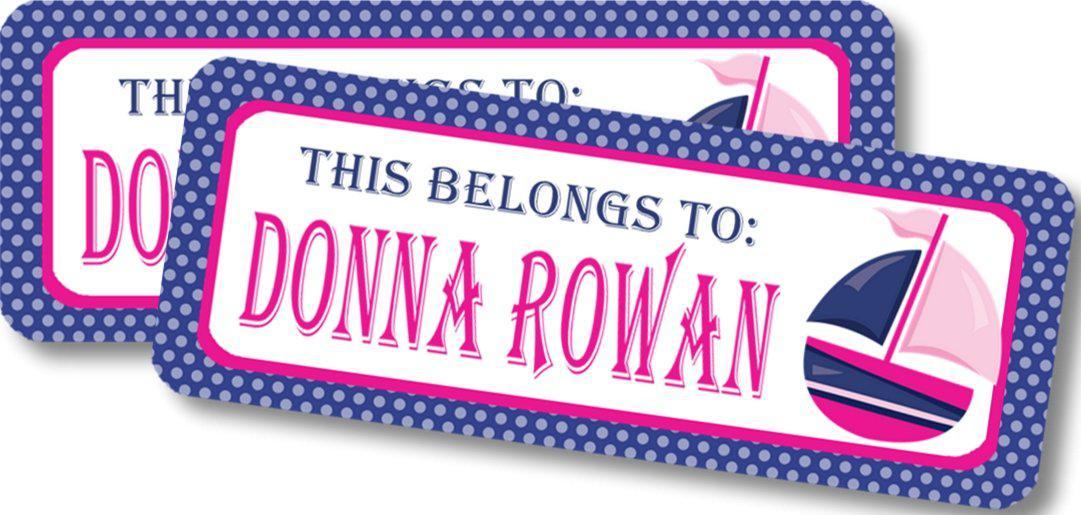 Nautical sailboat name sticker for labeling school supplies