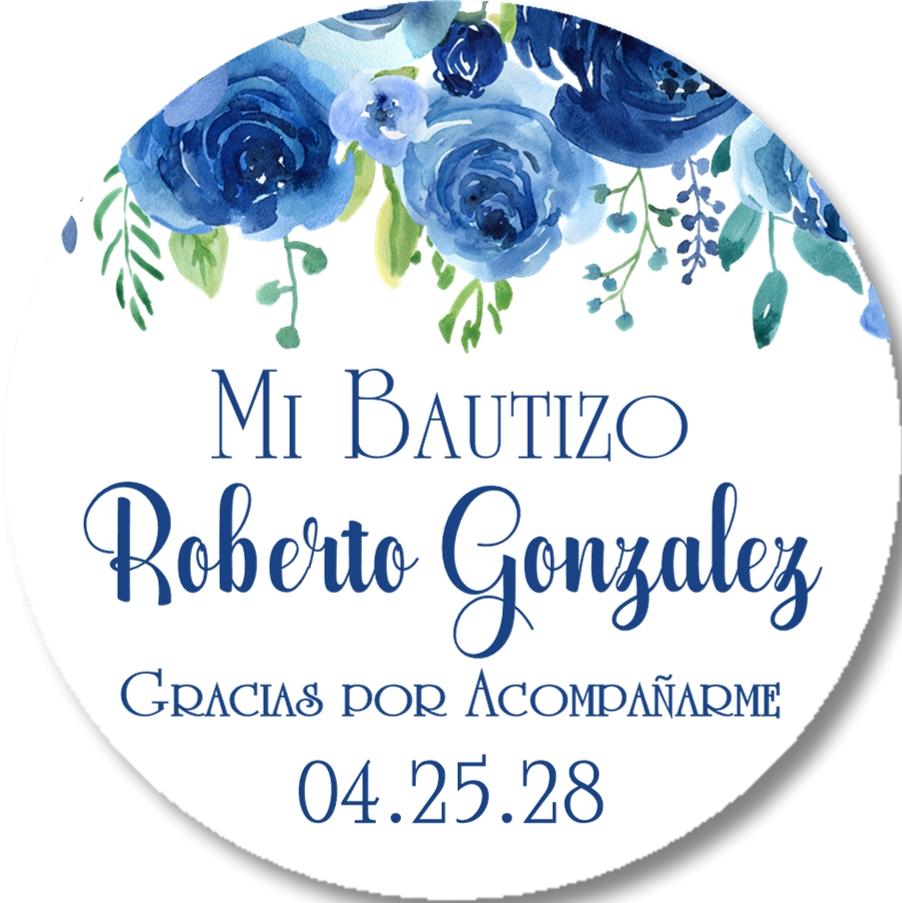 Navy floral Spanish baptism sticker