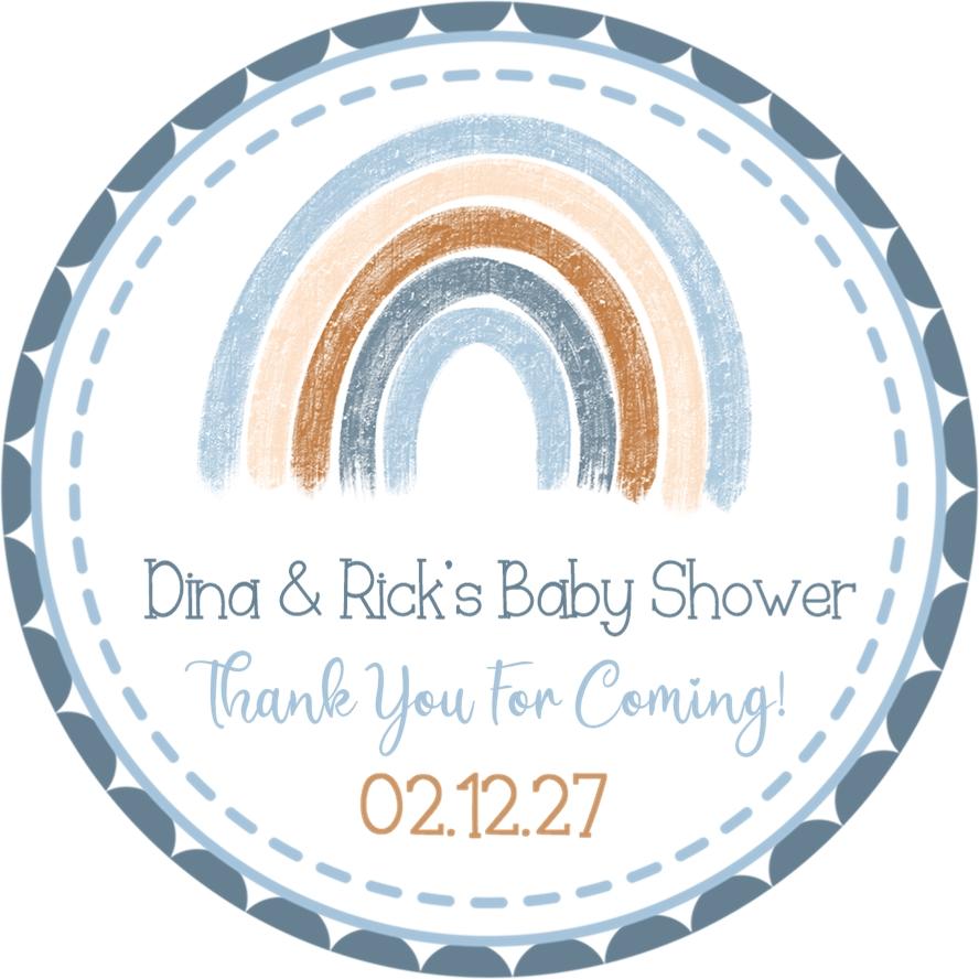 Neutral rainbow baby shower favor label