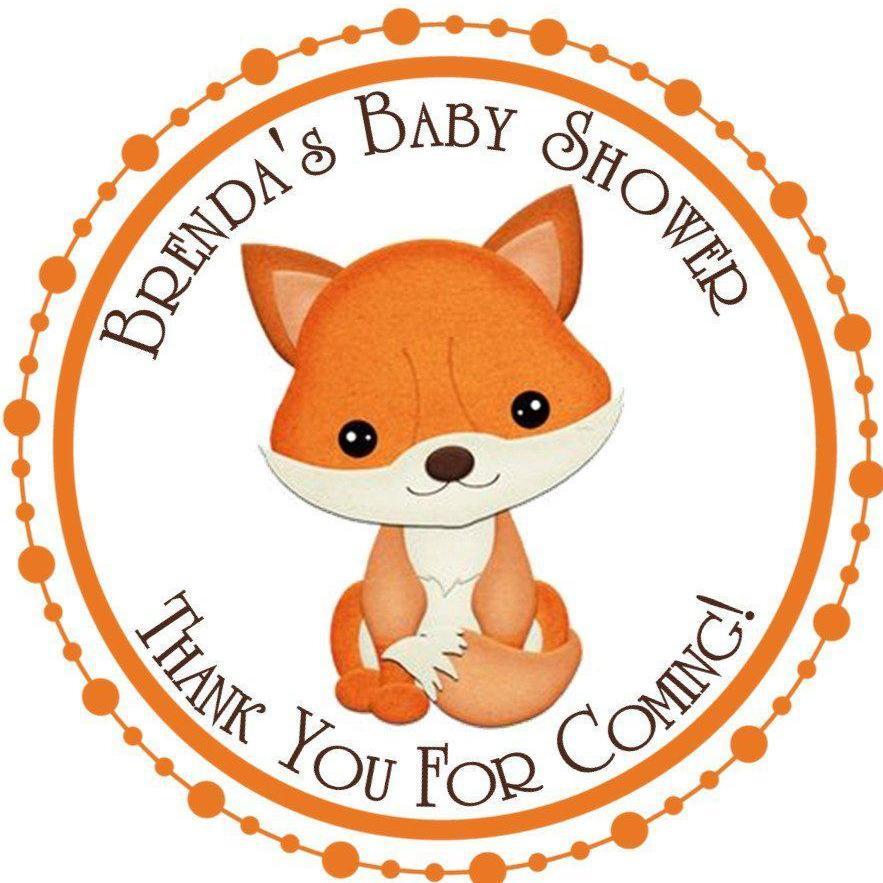 Orange fox favor label