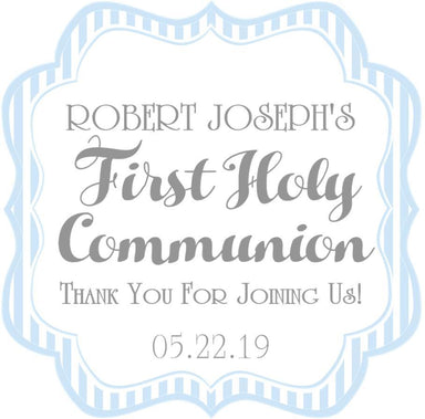 Pastel Blue First Communion Stickers Or Favor Tags