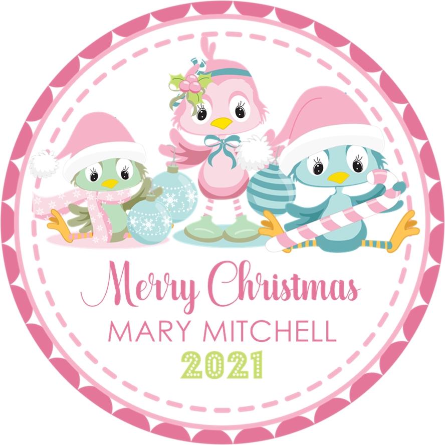 Pastel Christmas sticker with winter characters