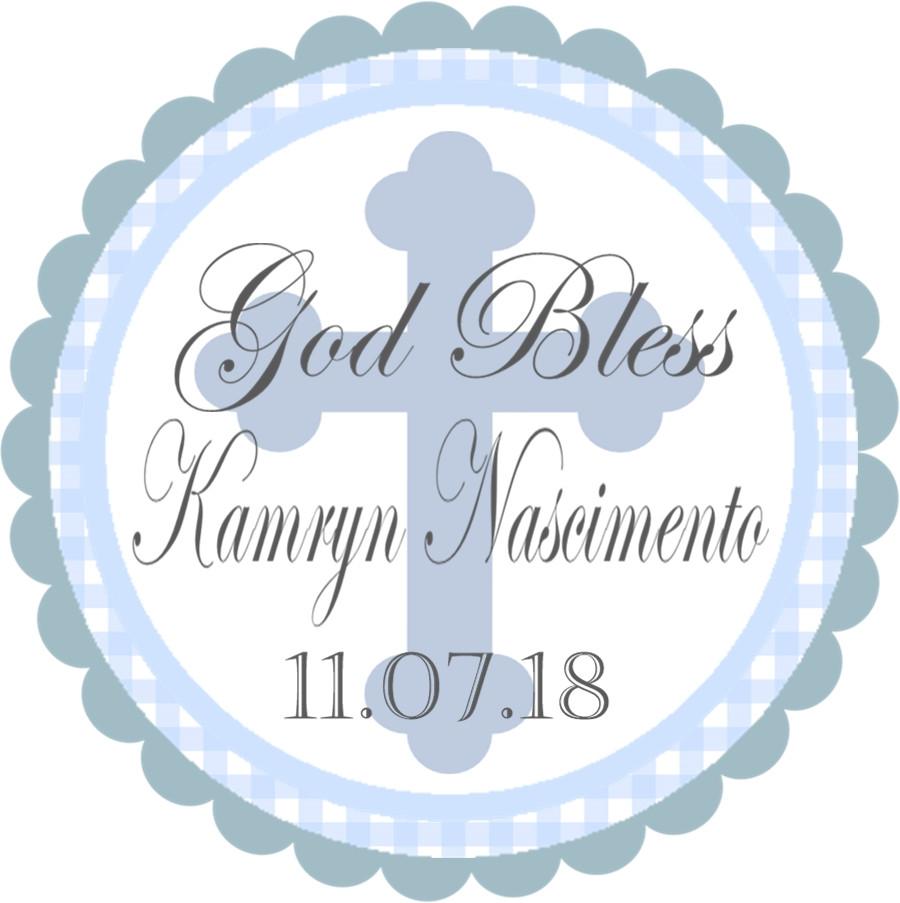 Pastel blue god bless baptism sticker