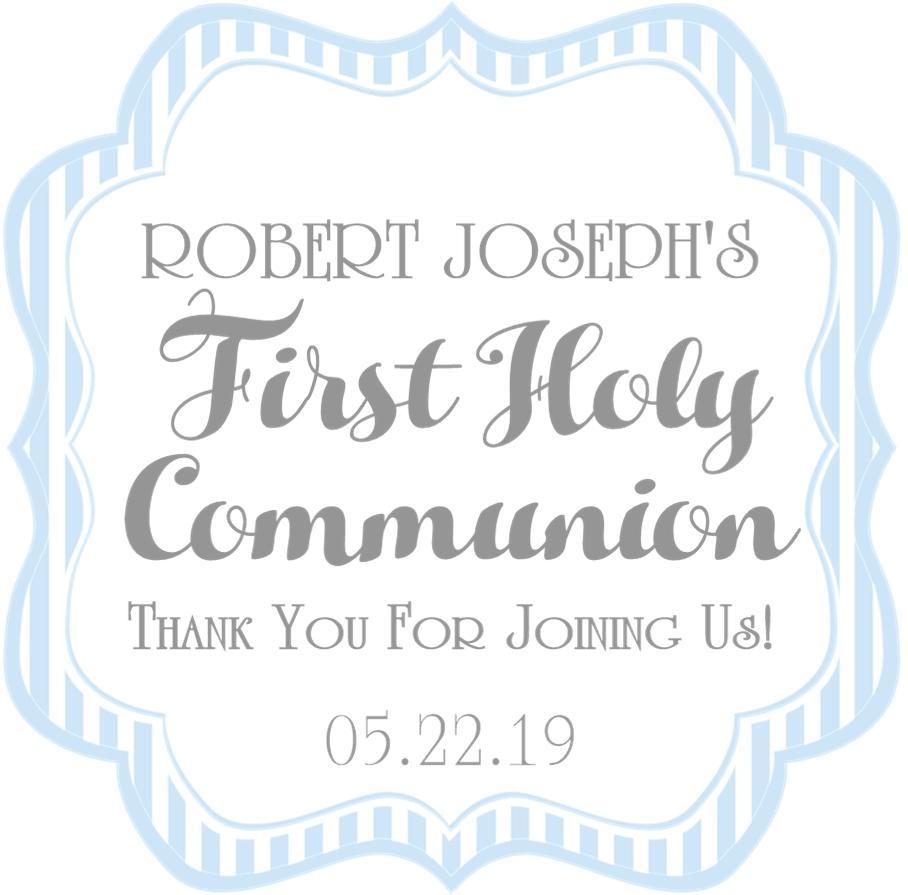 Pastel blue striped First Holy Communion sticker