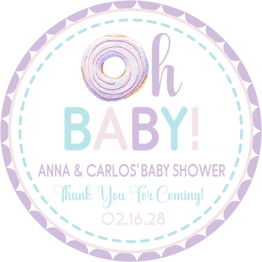 Pastel donut Oh Baby baby shower sticker