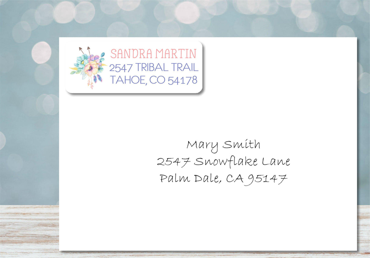 Pastel wildflower return address labels