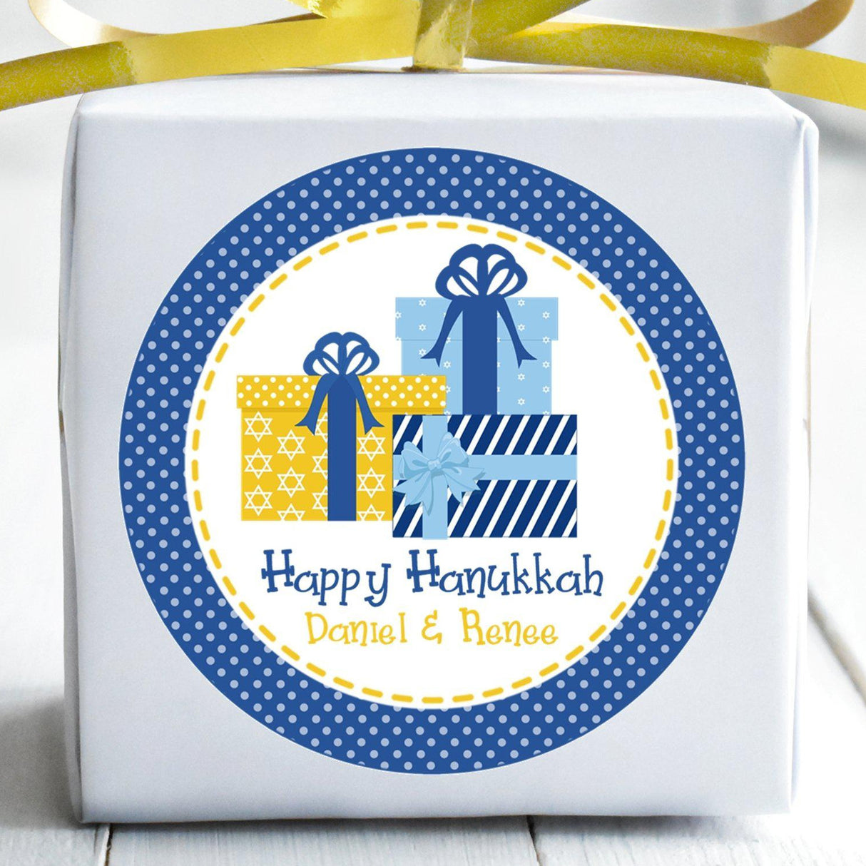 Personalized Hanukkah gift box stickers
