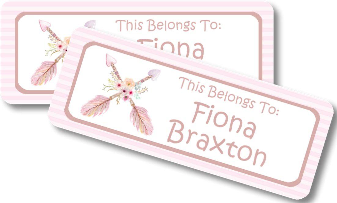 Personalized arrow design name labels for school supplies