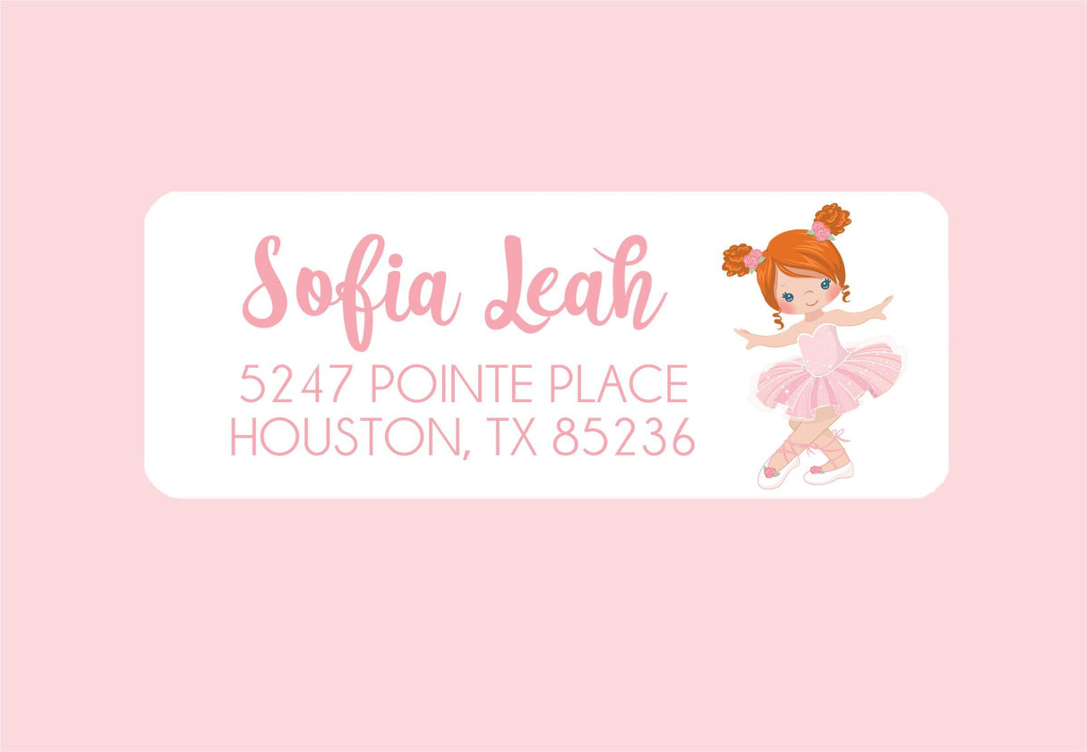 Personalized ballerina address labels for dance themed mail