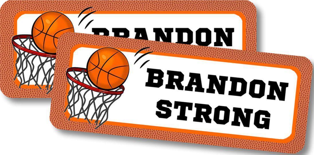 Personalized basketball themed school name label