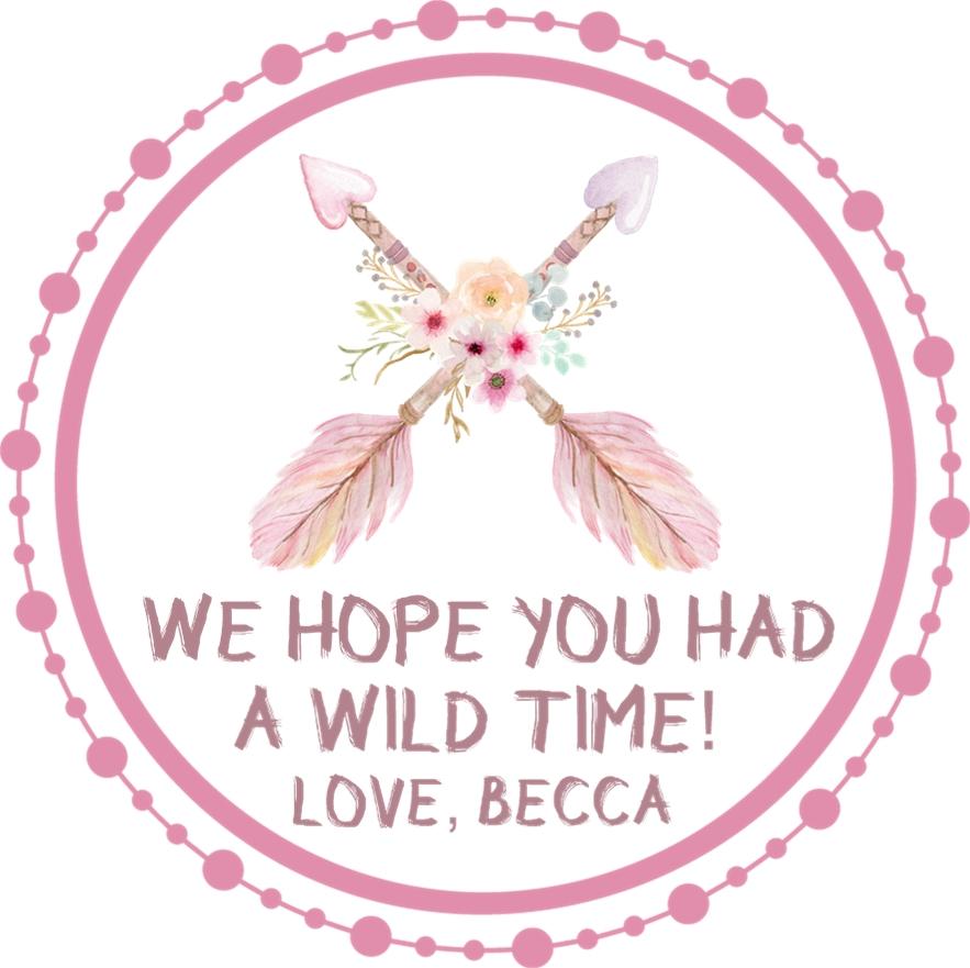 Personalized boho pink birthday sticker for girls