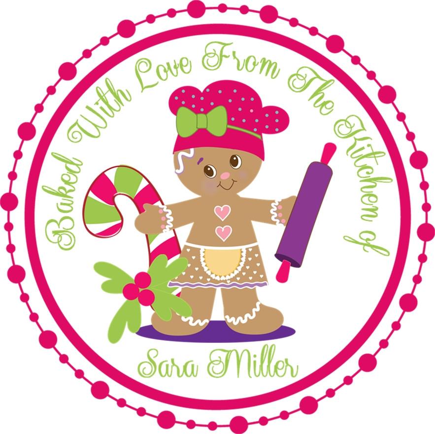 Personalized gingerbread holiday baking sticker