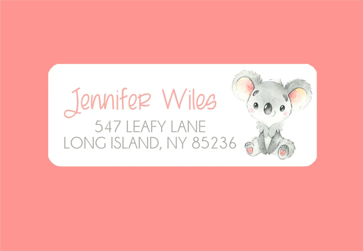 Personalized koala return address labels for envelopes