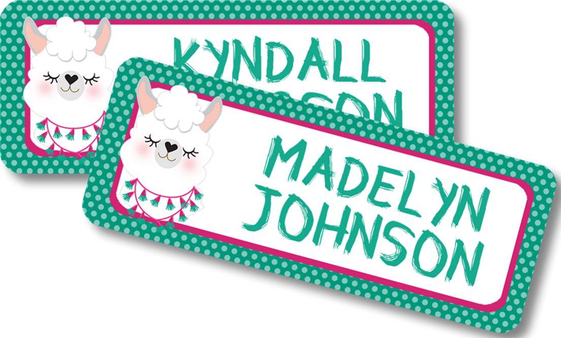 Personalized llama school name labels for kids supplies