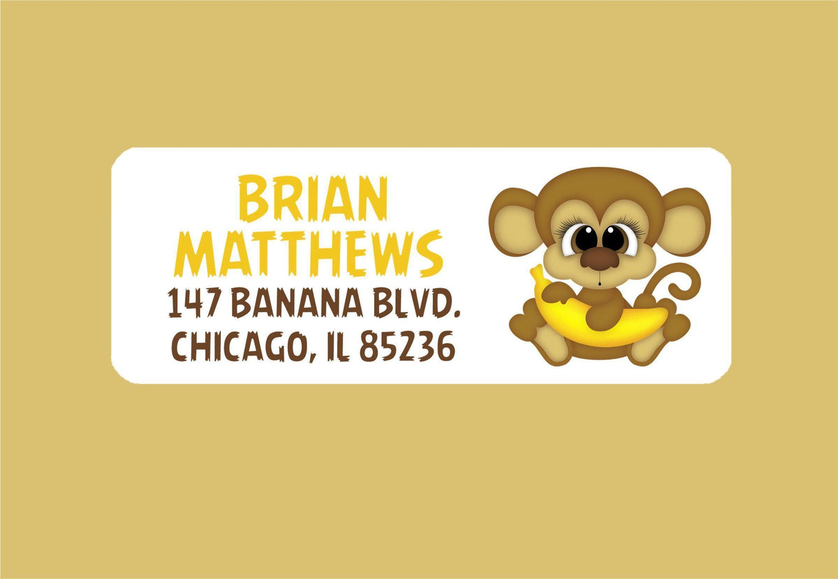 Personalized monkey return address labels
