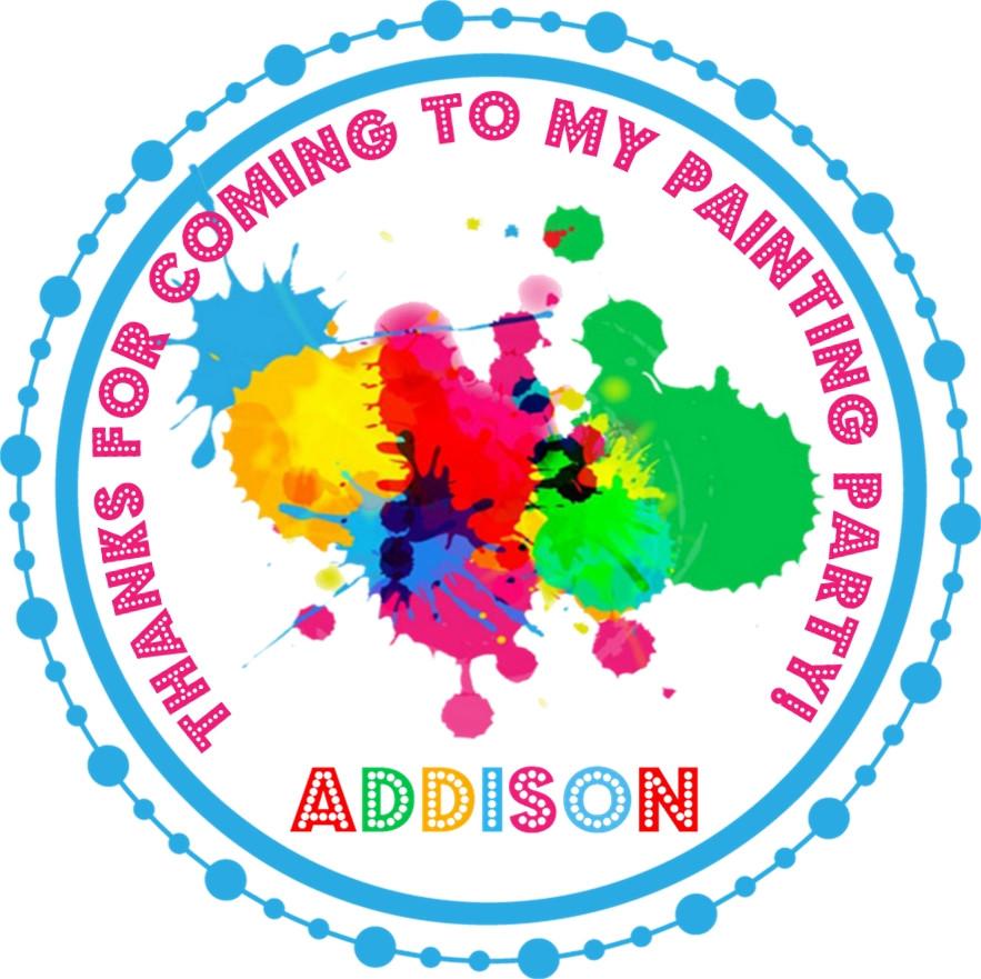 Personalized paint splatter sticker for kids birthday