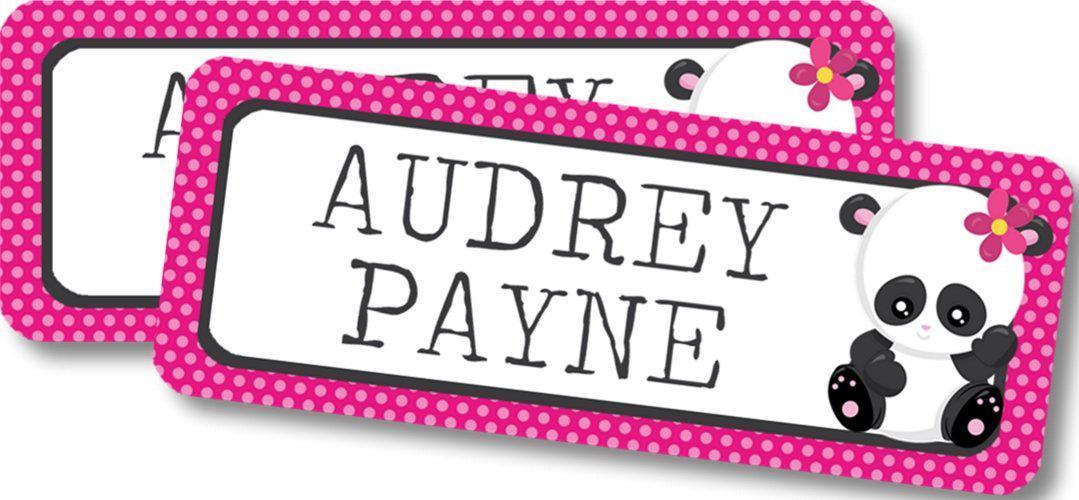 Personalized panda school supply labels