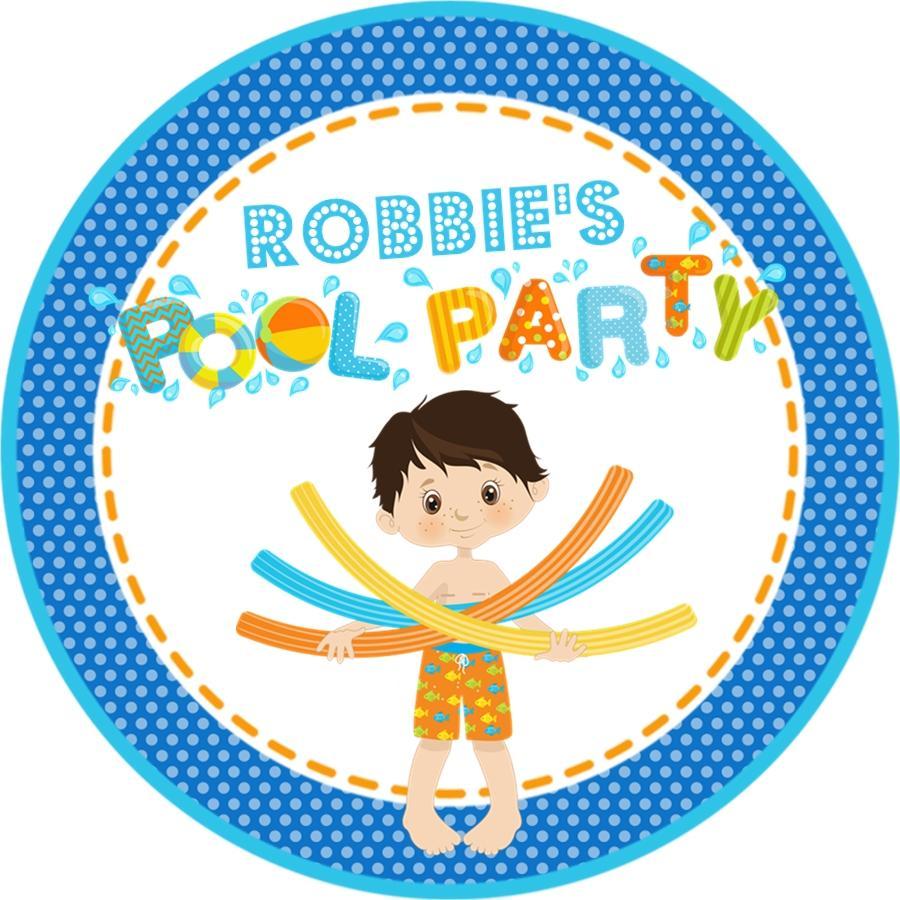 Personalized pool noodle boy birthday sticker design