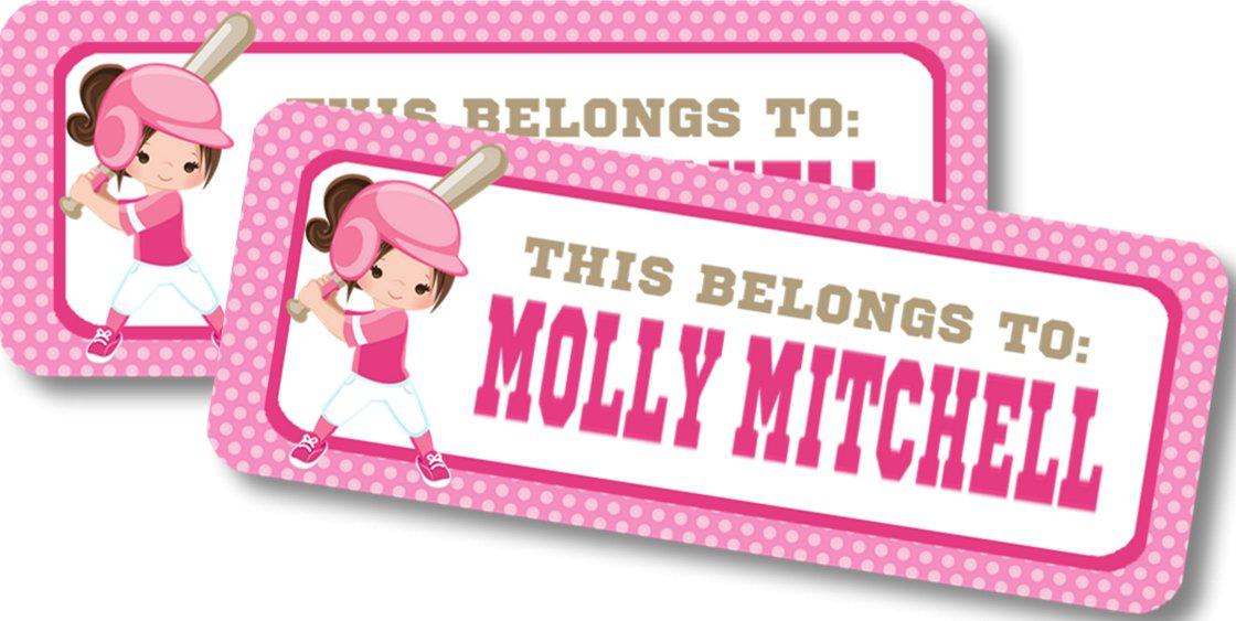 Personalized softball name label for school supplies