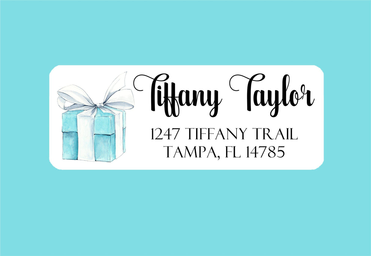 Personalized tiffany gift box return address labels