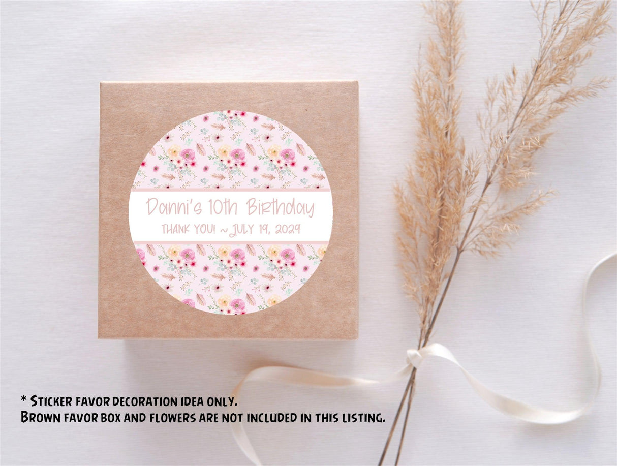 Personalized tribal sticker with pink botanical pattern