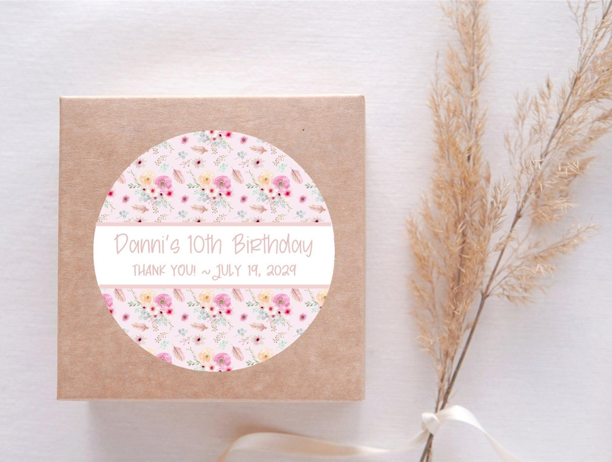 Personalized tribal sticker with pink botanical pattern