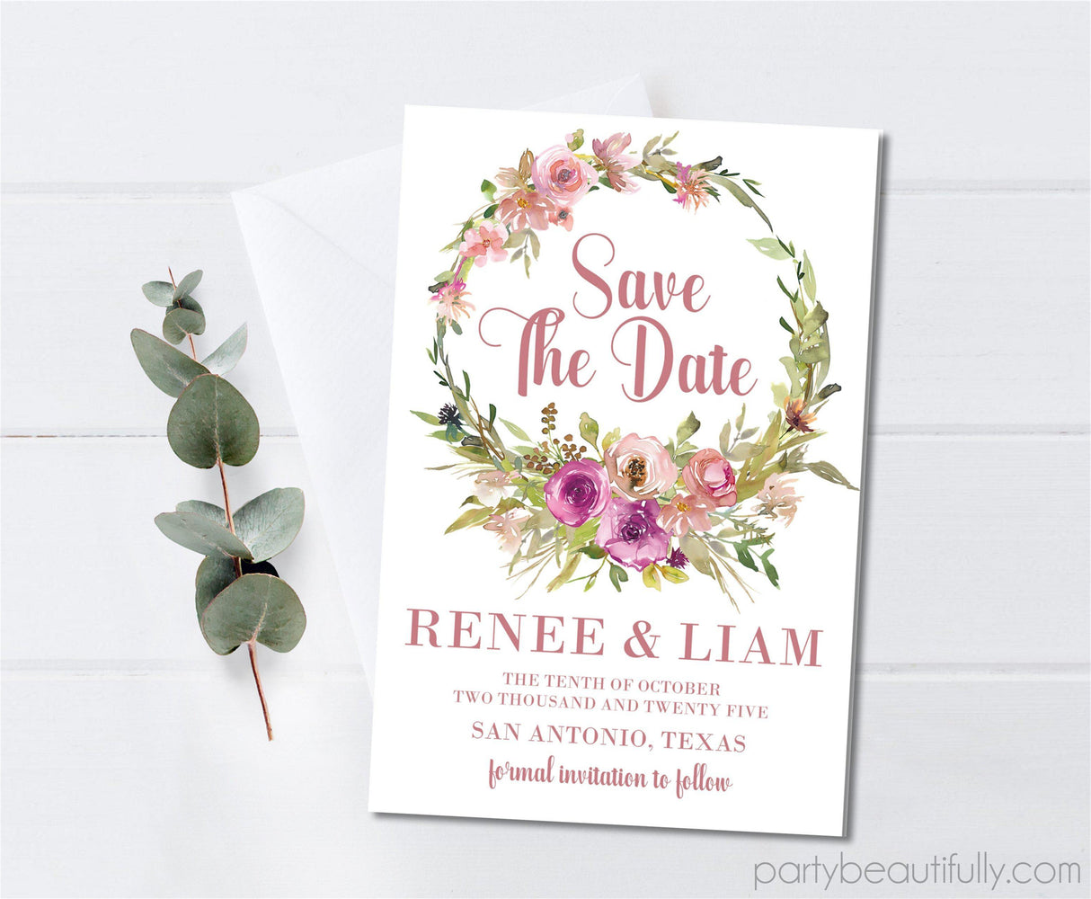 Pink And Magenta Wedding Save The Date Cards