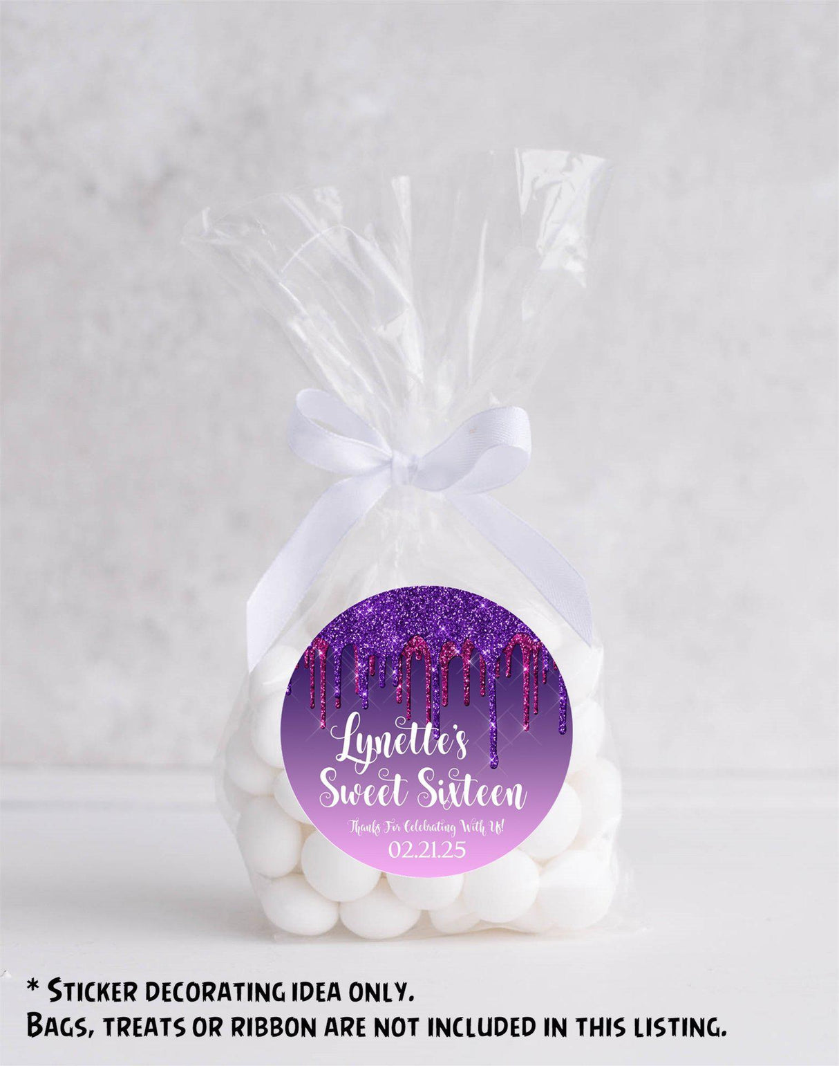 Pink And Purple Sweet 16 Stickers Or Favor Tags