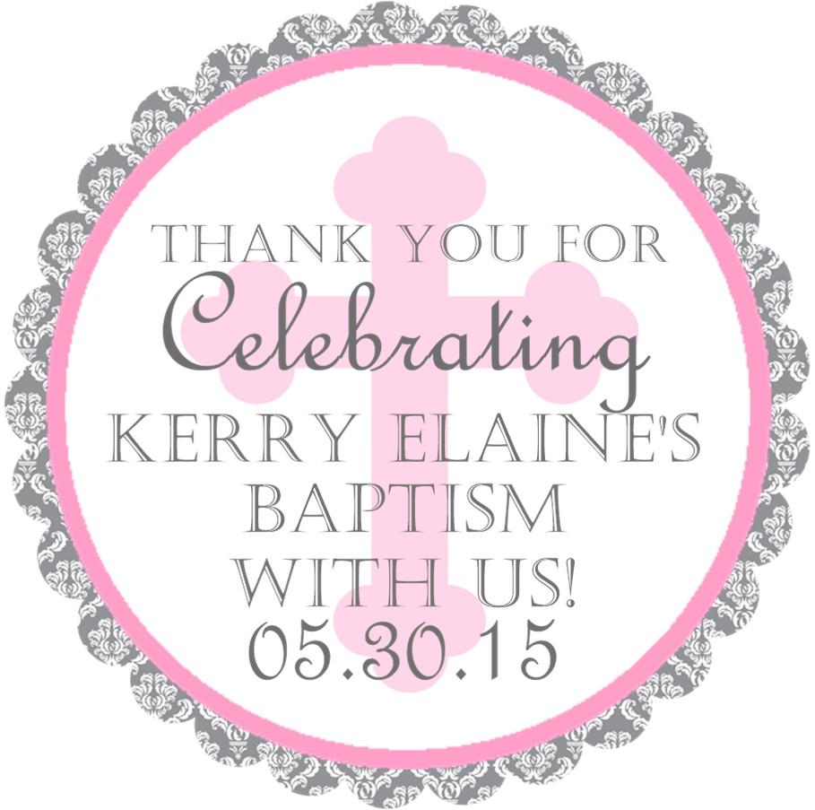 Pink Baptism stickers with cross design