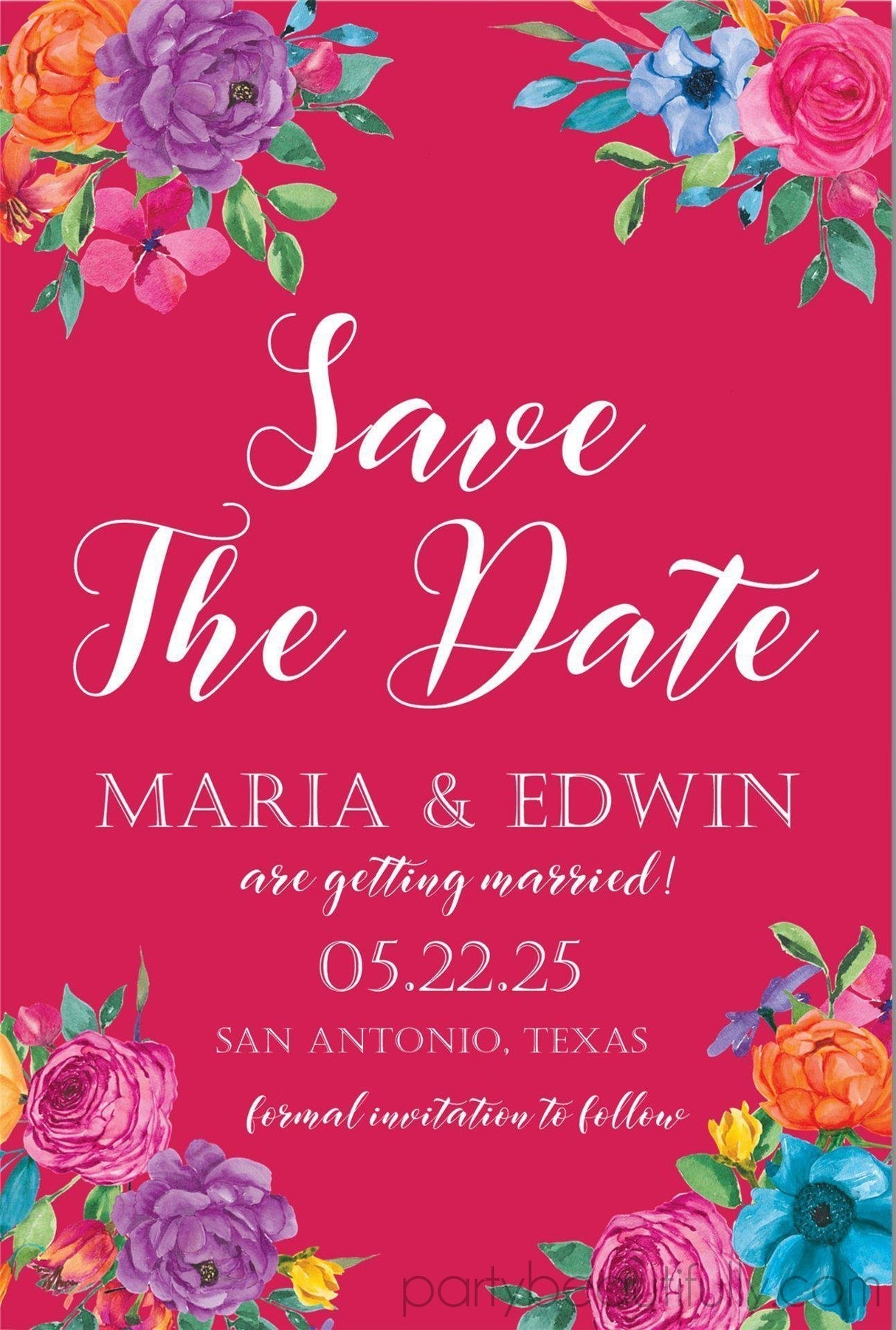Pink fiesta Wedding Save The Date Cards
