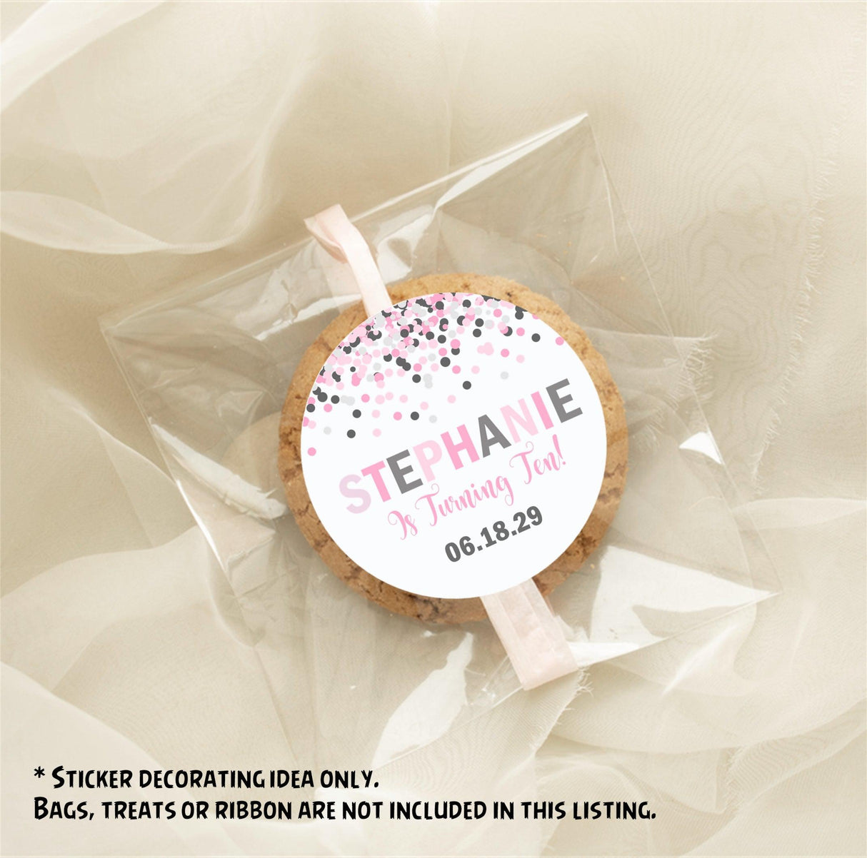 Pink modern confetti birthday sticker design