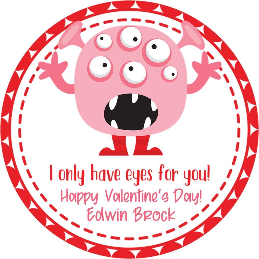 Pink monster “eyes for you” Valentine sticker