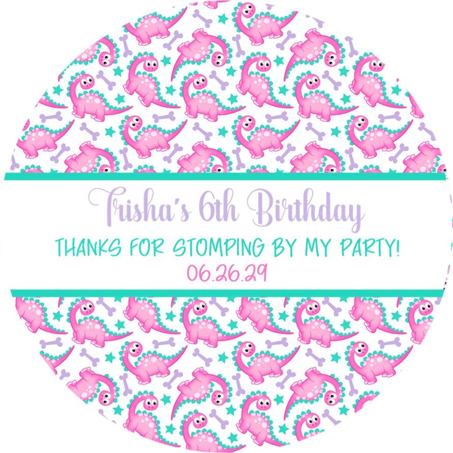 Pink teal and purple cute dinosaur illustration sticker