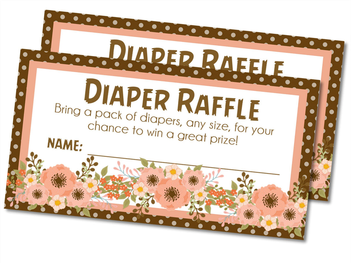 Rustic Floral Diaper Raffle Tickets