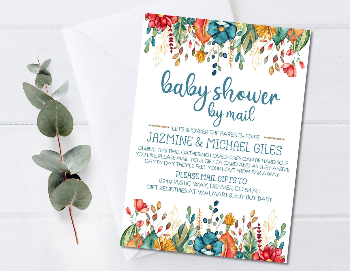 Rustic Wildflower Baby Shower By Mail Invitations