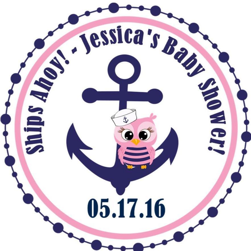 Ships Ahoy girl baby shower favor label