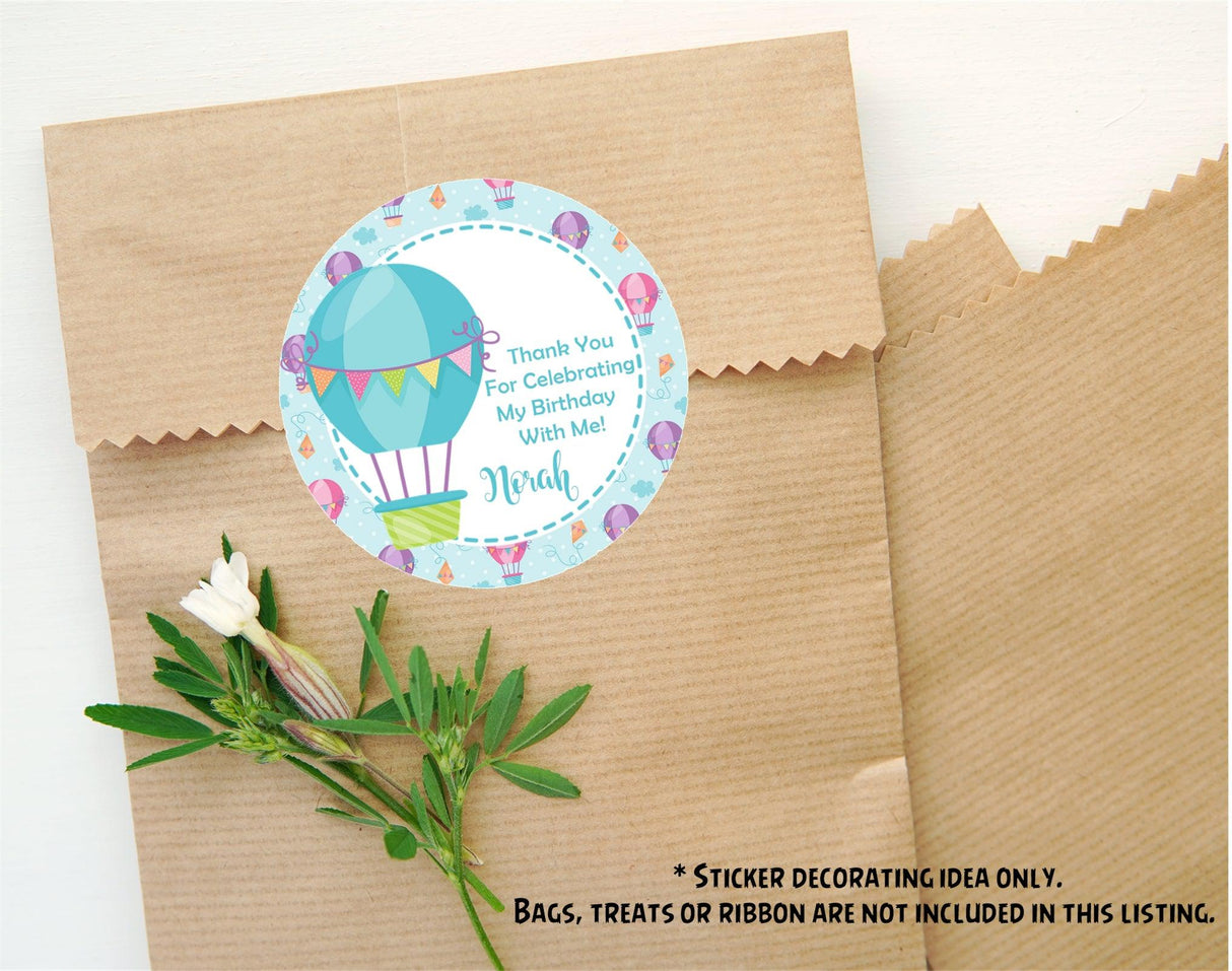 Sky theme hot air balloon thank you sticker