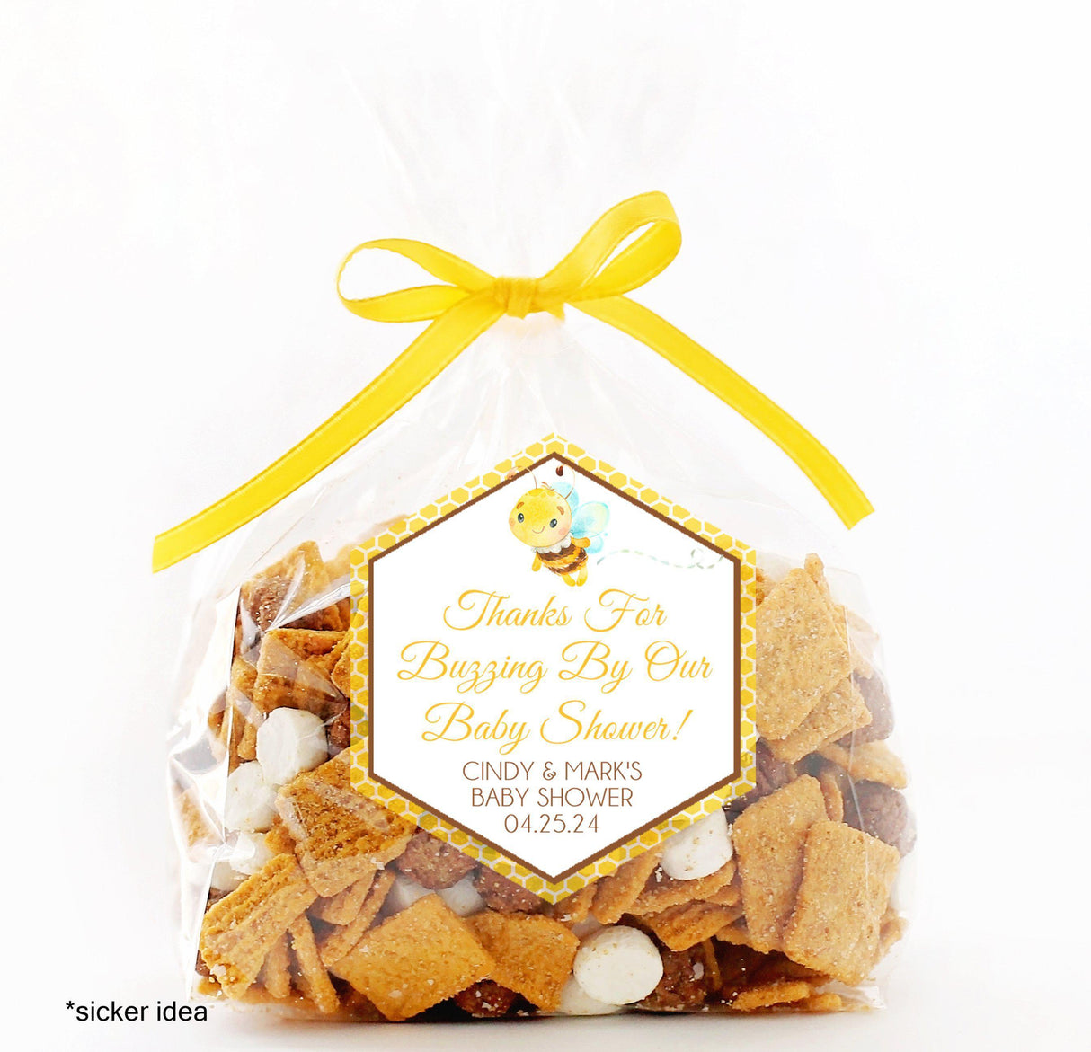 Thanks for Buzzing By baby shower favor label
