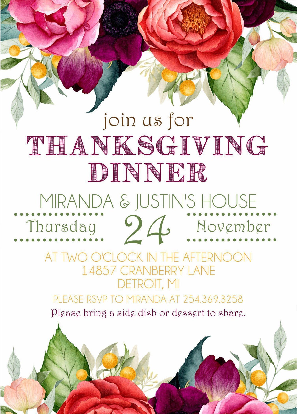 Thanksgiving Dinner Invitations