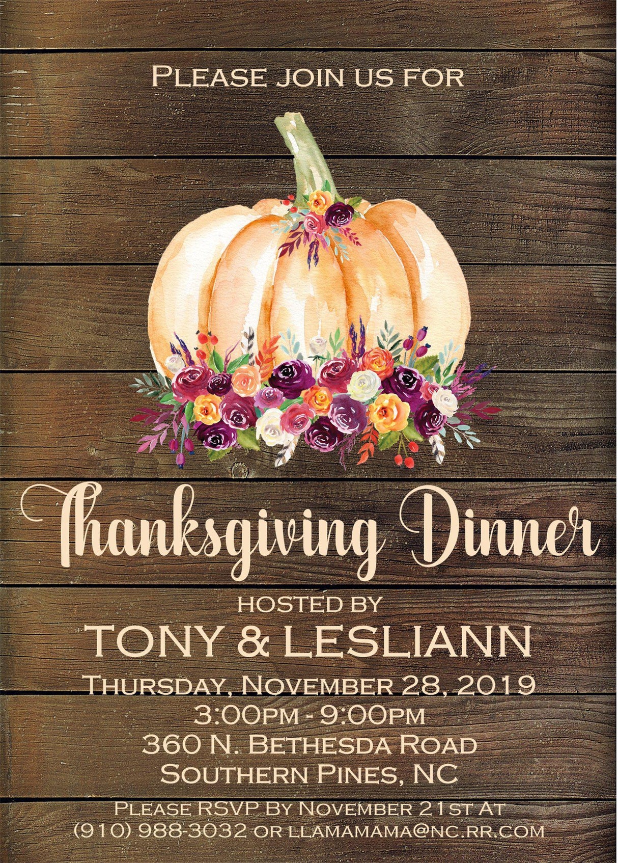 Thanksgiving Dinner Invitations