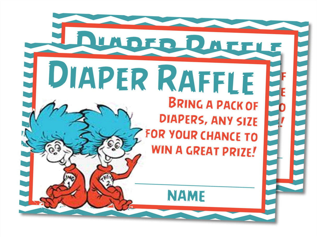 Thing 1 Baby Shower Diaper Raffle Tickets Printable PDF Download