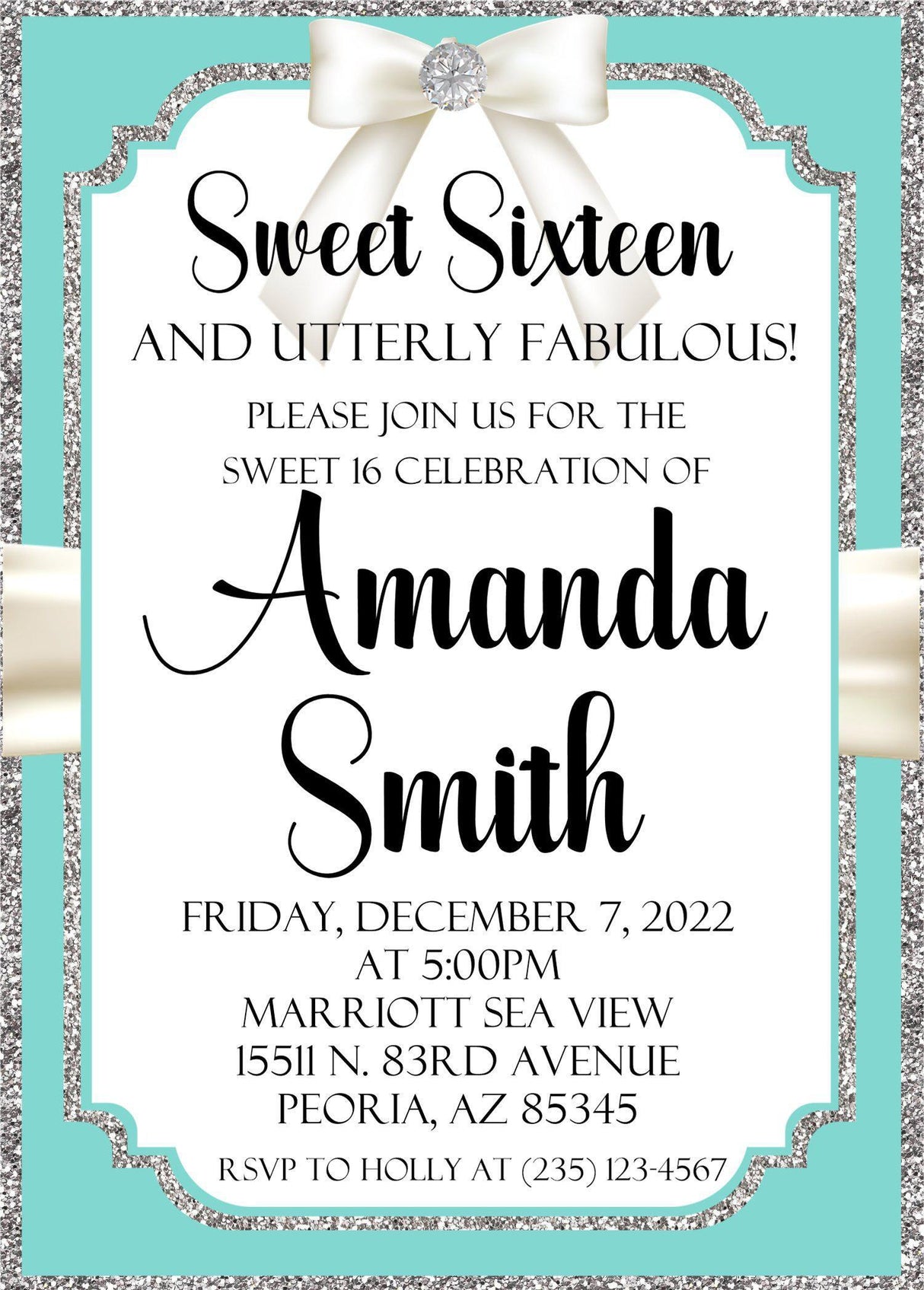 Tiffany Sweet 16 Party Invitations