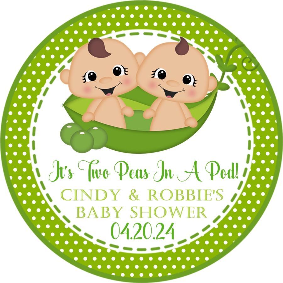 Two peas in a pod twin baby thank-you label
